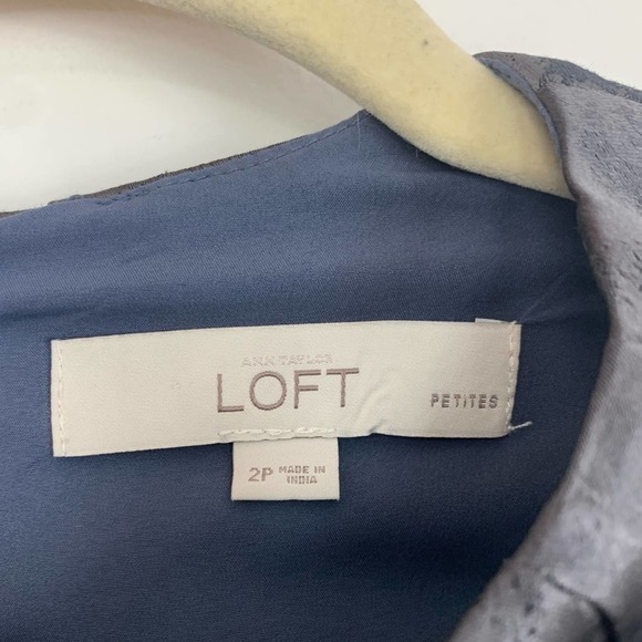 LOFT Ruched Neck Charcoal Gray Sleeveless Sheath Dress 2P - Picture 2 of 8